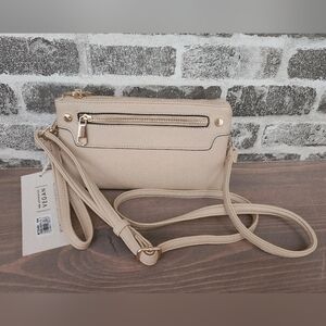 Isabelle Vegan Leather Beige Cross-body Wristlet Bag NWT